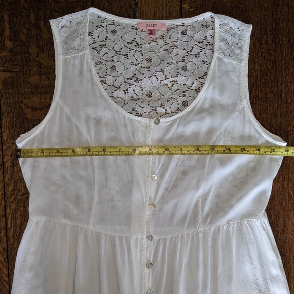 P.S. LOVE White (or Off-White) Lace Sleeveless Button Down Tank Top Small - Picture 14 of 15
